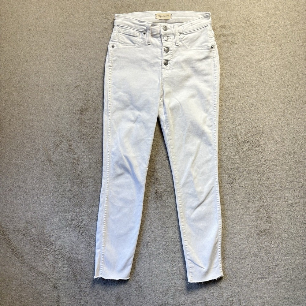 Madewell Skinny Jeans Womens 24 White Excellent 10 Inch High Rise Button Fly Raw